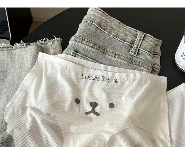 清新夏日软萌小熊无痕冰丝内裤 可爱中腰舒适透气女三角裤 - 17网
