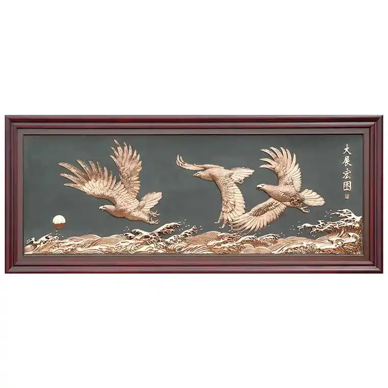 紫铜浮雕大展宏图前程锦绣鹏程万里松鹤延年.