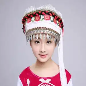云南少数民族大理白族帽子/五朵金花女士头饰/舞台帽子舞蹈演出帽