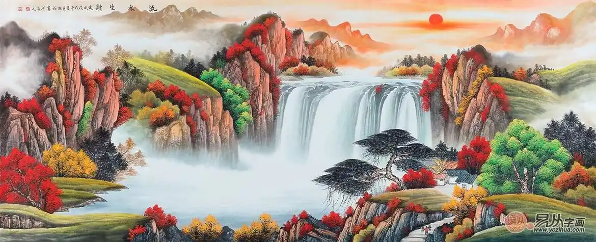 聚财山水画聚财山水画图片大全