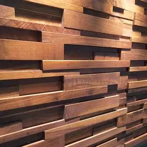 黑胡桃木装饰墙轻奢实木马赛克客餐厅木条墙原木背景墙现代新中式