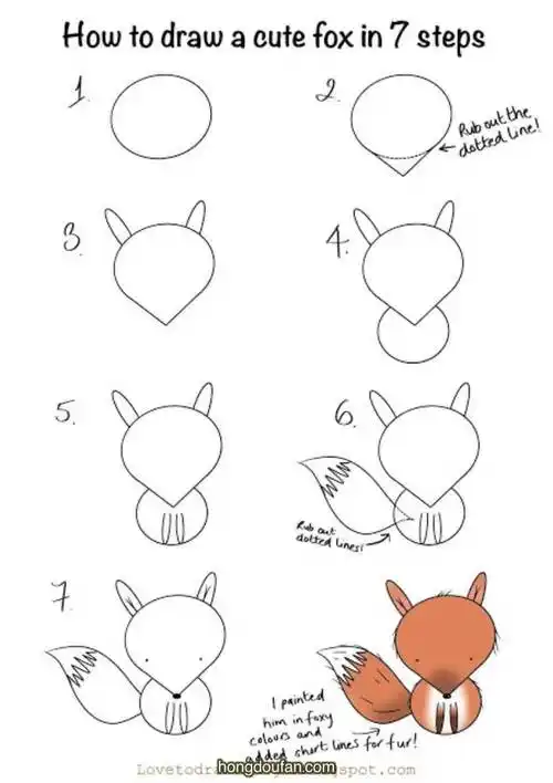 七步画一只尖嘴巴的小狐狸小狐狸简笔画大全