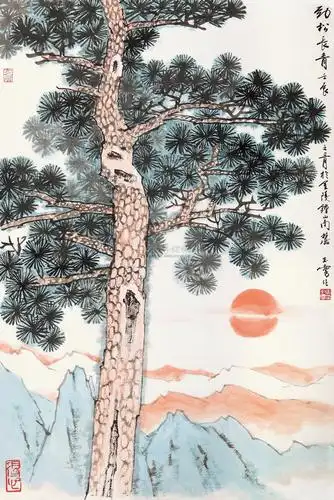 0406 劲松长青 镜心 设色纸本