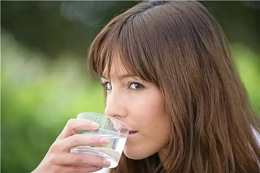 女人,头像,喝,水杯