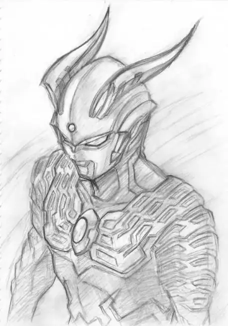 终极赛罗奥特曼怎么画素描,赛迦奥特曼简笔画