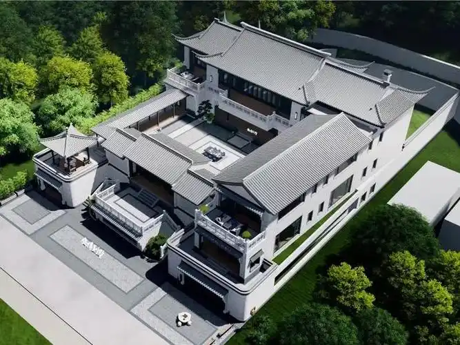 农村自建房中式合院四合院设计豪宅天花板