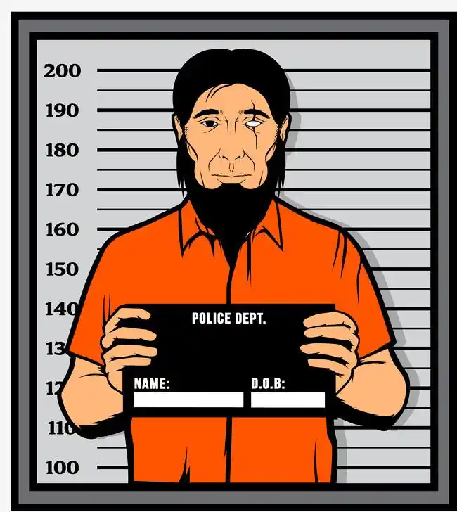 罪犯照片卡通风格矢量罪犯