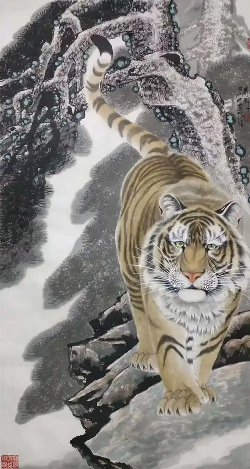朱恩群老师的写意虎--雄风威武!