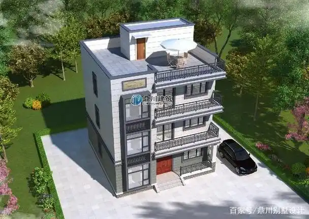 宽7米三层欧式新别墅设计图纸新农村平屋顶自建房图纸10x10米三层平顶