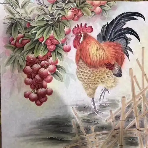 吉祥如意【工笔画鸡图】
