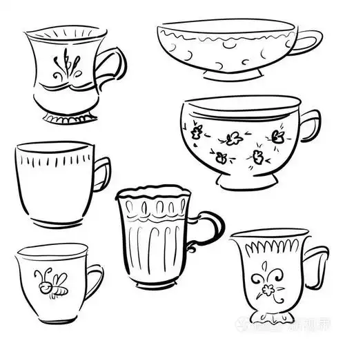 收集涂鸦矢量不同的杯子