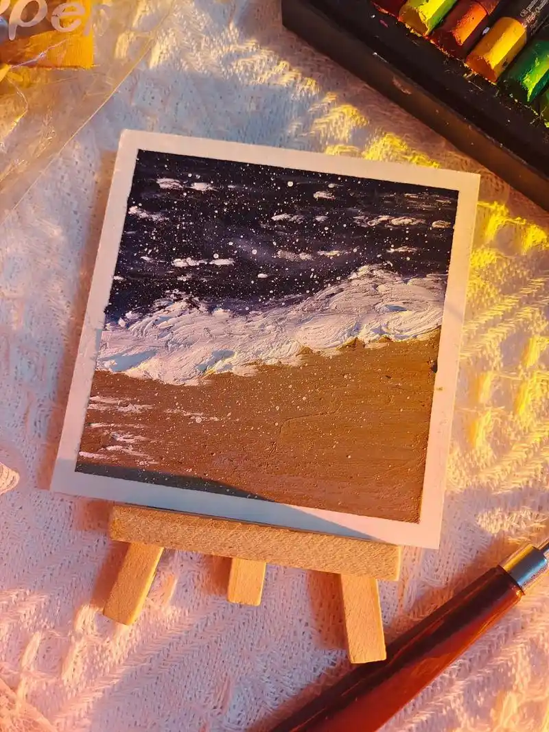 "是先忘记模样,还是先忘记声音"#油画棒风景画 #手绘油画  - 抖音