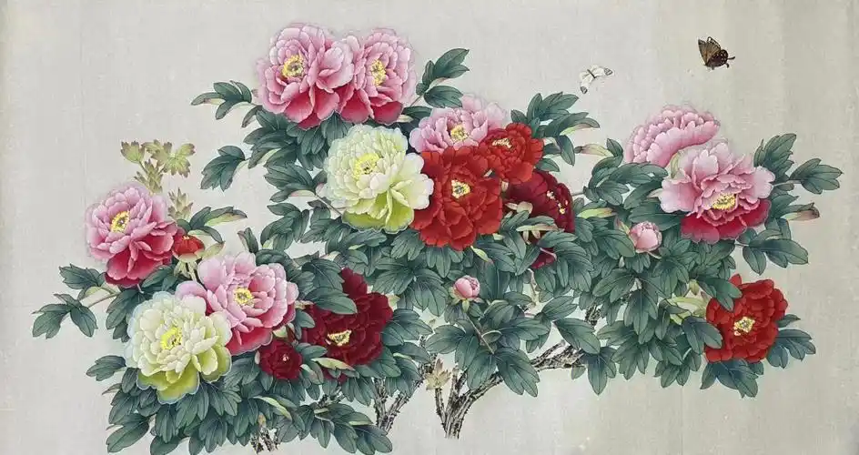 国画工笔画六尺工笔牡丹