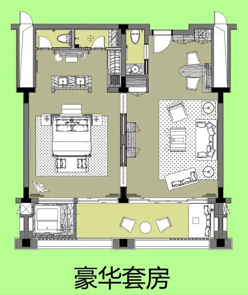 国际著名品牌五星级酒店客房平面设计图 凯宾斯基大酒店客房平面设计
