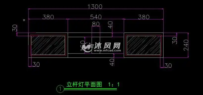 100w双翼型路灯结构安装图 - 灯图纸 - 沐风网