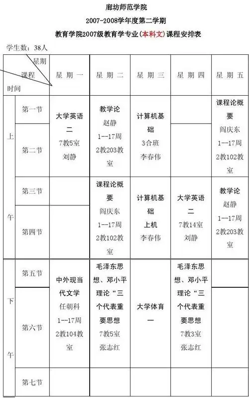 各师范大学教育学课表及简析