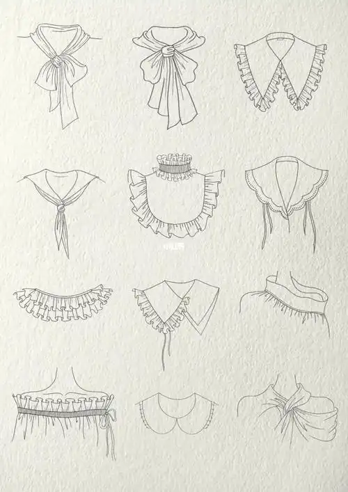 服装设计素材之平面款式图袖子衣领款式图