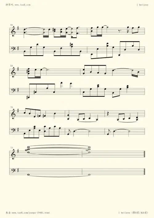 钢琴谱 - i believe(我的野蛮女友主题曲,完美钢琴谱)
