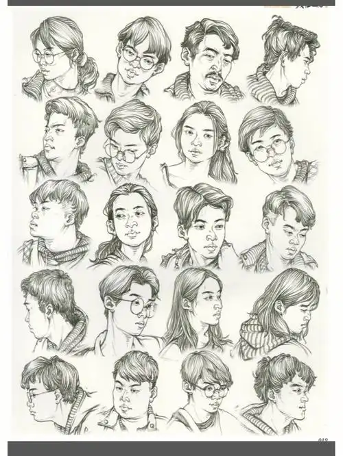 线性速写头部临摹范本分享