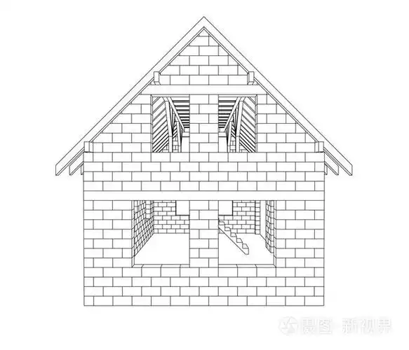 山墙的房子建设线描矢量插画-正版商用图片1djizc-摄图新视界