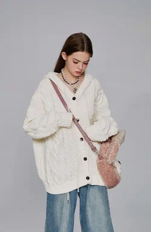 毛衣外套女开衫2024新款慵懒高级感加厚针织衫上衣 - 17网