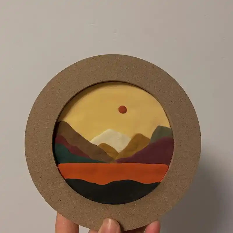 超轻粘土|风景画 又是一个很闲的下班日 又是看上成品做出来的 看起来