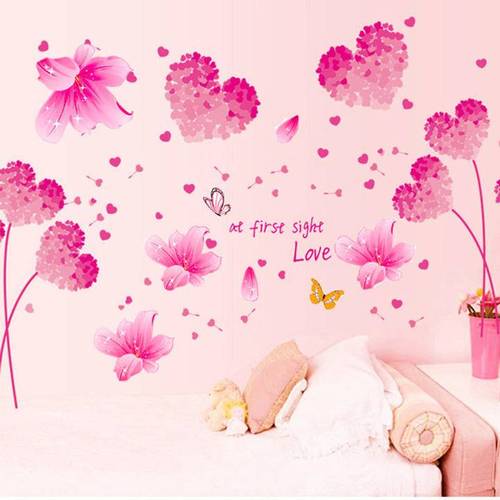 粉红爱心创意照片墙贴卧室温馨浪漫墙壁贴纸客厅电视背景蝴蝶墙贴