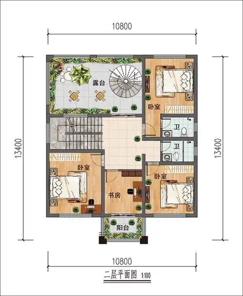 农村三间两层楼房设计图,平面户型舒适,外观简单大方-建房圈