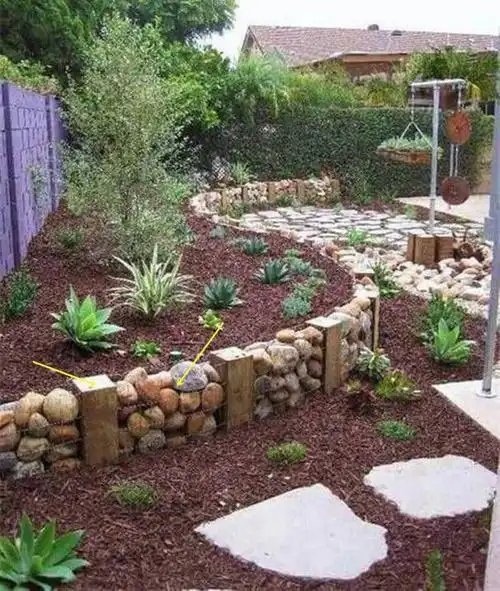 羡慕邻居家后院,花坛不用砖垒,金属网包点石块堆堆,漂亮又省钱