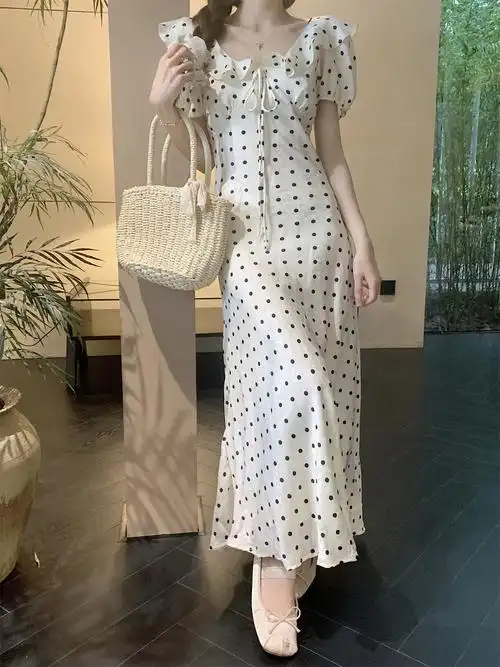 实拍实价 法式温柔初恋连衣裙女夏天收腰显瘦甜美气质长裙 - 17网