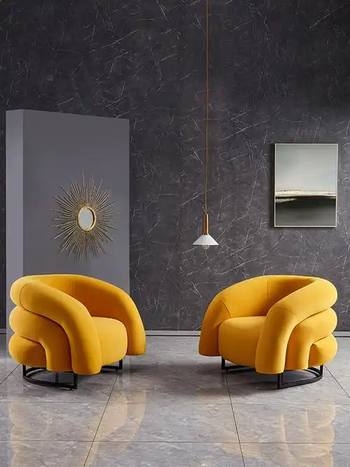 轻奢北欧简约个性艺术设计师创意单人样板房客厅布艺休闲沙发椅