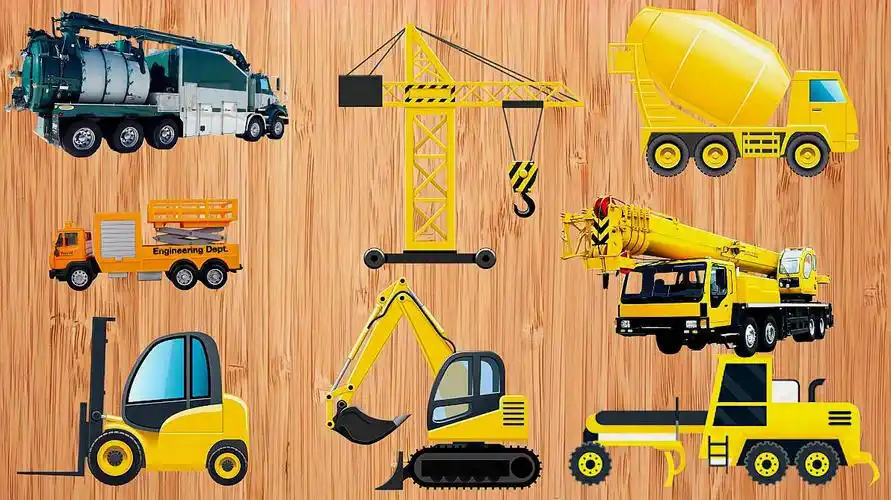 学习认识挖掘机 塔吊等8种工程车 趣味识工程车