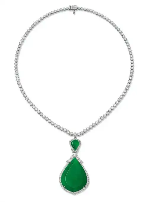 天然翡翠钻石项链