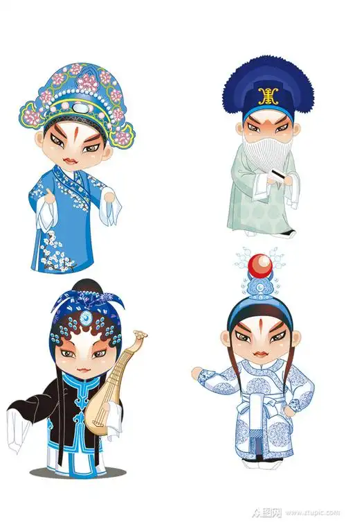 生旦净末丑卡通元素素材