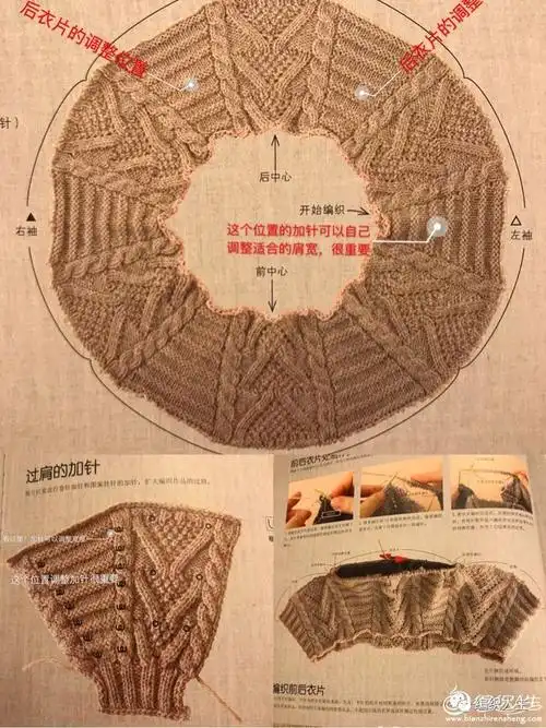 桃花姬从上往下织渐变色女士棒针圆肩毛衣