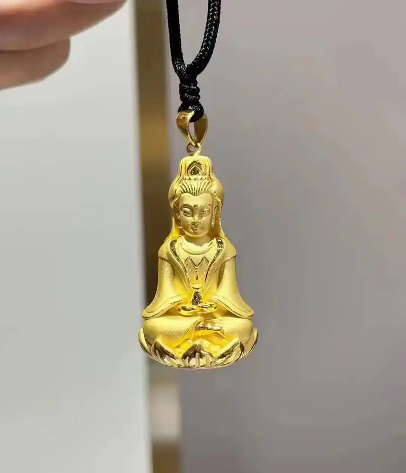 黄金观音吊坠足金999男士项链."男戴观音女戴佛" 相信很多 - 抖音