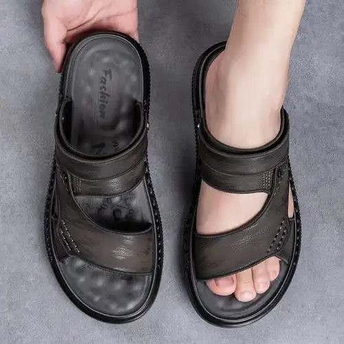 凉鞋男夏季新款男士凉拖鞋户外两用乳胶防滑越南休闲沙滩鞋男潮流