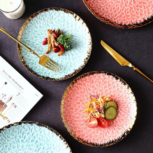 好看陶瓷盘子家用餐具高级餐厅西餐盘特色果盘摆菜牛排网红欧式