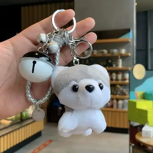 创意铃铛哈士奇钥匙扣可爱毛绒狗狗二哈背包钥匙挂件男女钥匙链圈