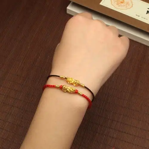 999足金3d貔貅红绳手链超细红手绳女生男本命年招财护身礼品