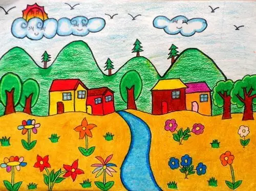 《美丽乡村》/少儿绘画作品/儿童画/网络美术馆_中国少儿美术教育网