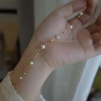 京粉新款满天星手链女款淡水珍珠14k包金链闺蜜礼物项链手链饰品定情