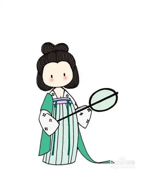 古代汉服小女孩的简笔画