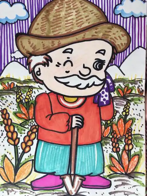 《农民伯伯》儿童画人物简笔画农民的画法图片