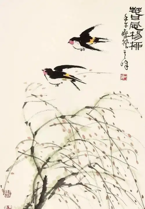 春燕回巢,国画中的春燕真美_燕子
