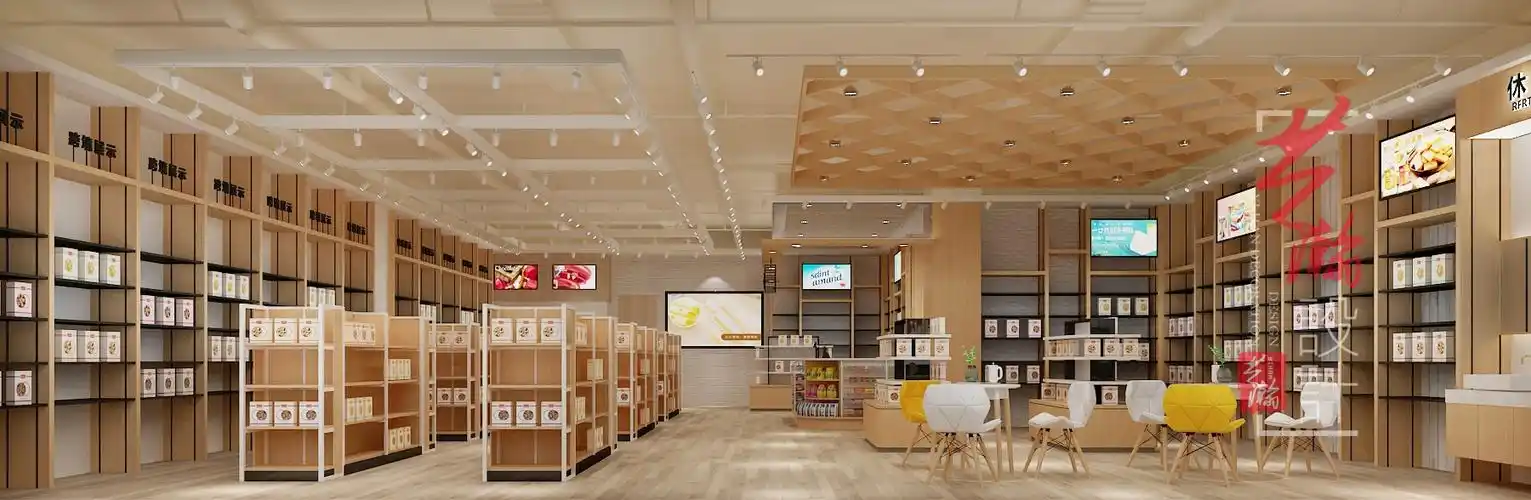 便利店设计超市百货店面装修设计水果店生鲜超市海鲜店铺室内装修-猪