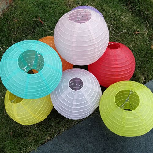 灯笼万圣节手工彩色diy吊装饰折叠圆形幼儿园涂图画空白色手提纸灯笼