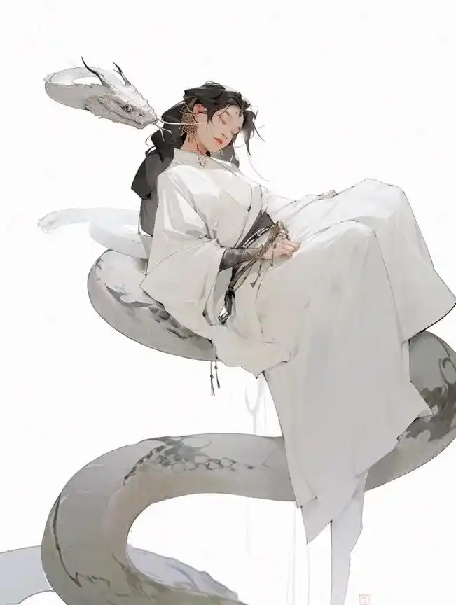 白蛇.#midjourney #白蛇传 #国风插画 #ai绘 - 抖音