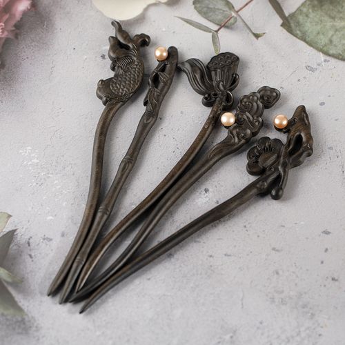 简约发簪仿黑檀木日常盘发木簪子中国风古典饰品步摇汉服头饰062