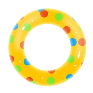 立夏暖色立体卡通游泳圈海边png